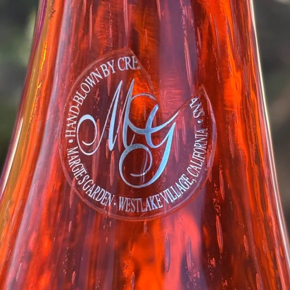 Handblown orange vase by Margie's Garden - Picture 3 of 6